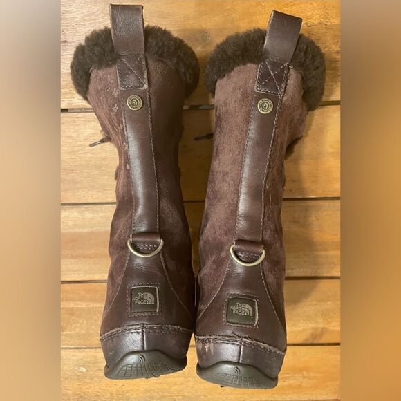 Northface Abby III brown suede leather shearling women’s boots size 7 - Picture 7 of 10
